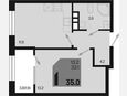 1-комнатная квартира, 35 м², 6/9 этаж фото 0