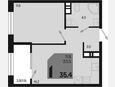 1-комнатная квартира, 35.40 м², 6/9 этаж фото 0