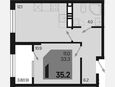 1-комнатная квартира, 35.20 м², 5/18 этаж фото 0