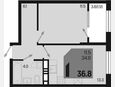 1-комнатная квартира, 36.80 м², 8/18 этаж фото 0