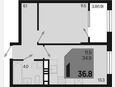 1-комнатная квартира, 36.80 м², 11/18 этаж фото 0